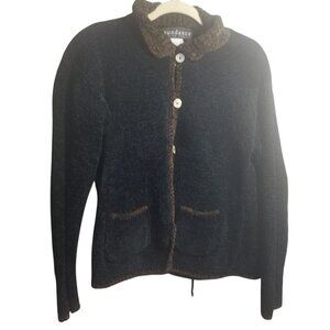 Sundance Catalogue Women's Cardigan Sweater Black Brown Boho Sz S